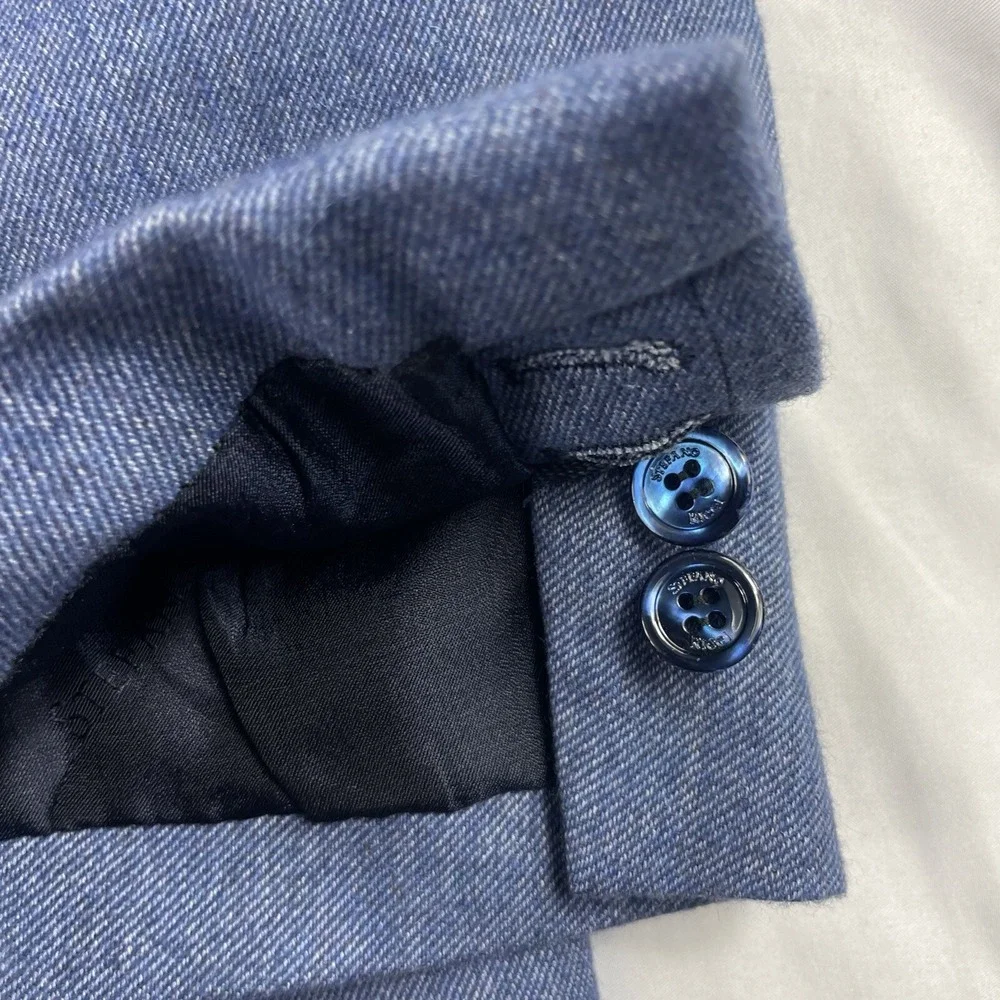 Stefano Ricci Recent‎ Blue Cashmere Cotton Fleece Mens Blazer Size 48R Mint